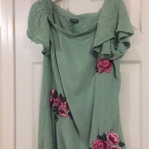 Off the shoulder green dress